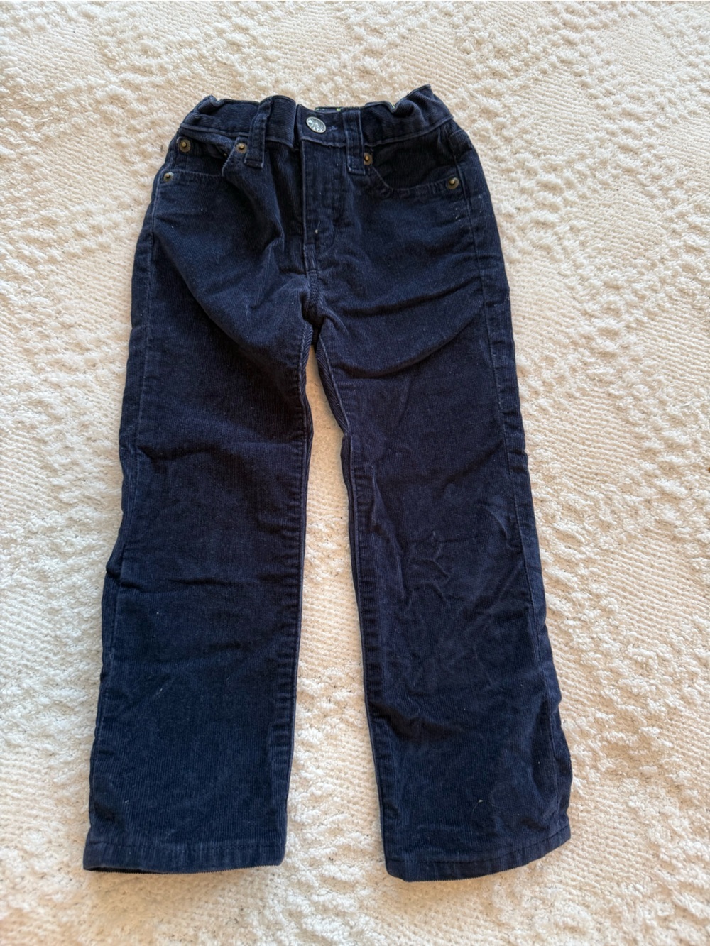 J. Crew Navy Corduroy Trousers with Branded Button